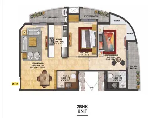 2bhk unit plan