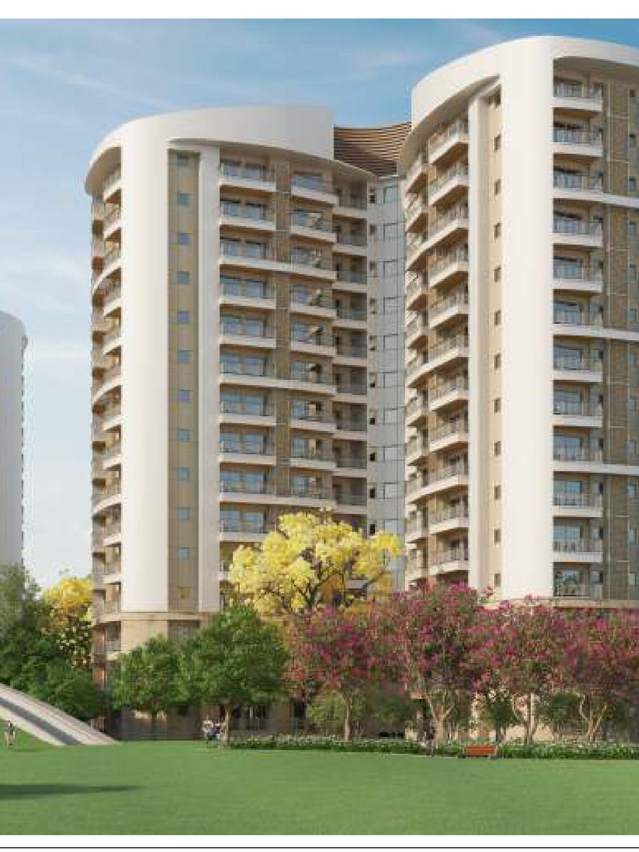 A Rishita Mulberry Heights tower above the lawn